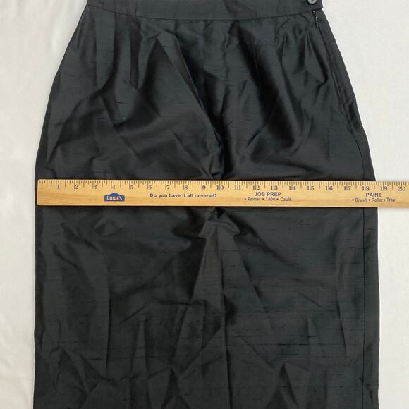 Rena Rowan for Saville Women's Size 6 Silk Skirt Black Lined Midi Length Pencil - Picture 4 of 10